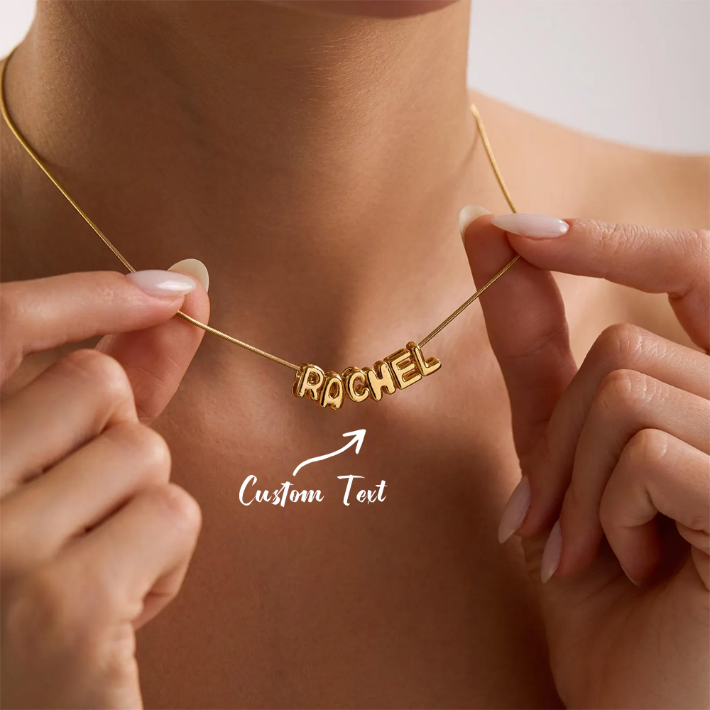 Name Necklace Custom - قلادة بالون مخصصة بالأحرف الأولى للنساء،