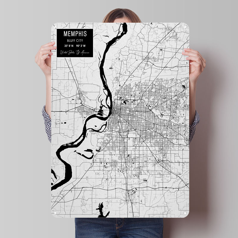 Custom Map Poster - ممفيس TN USA صفيح علامات خريطة
