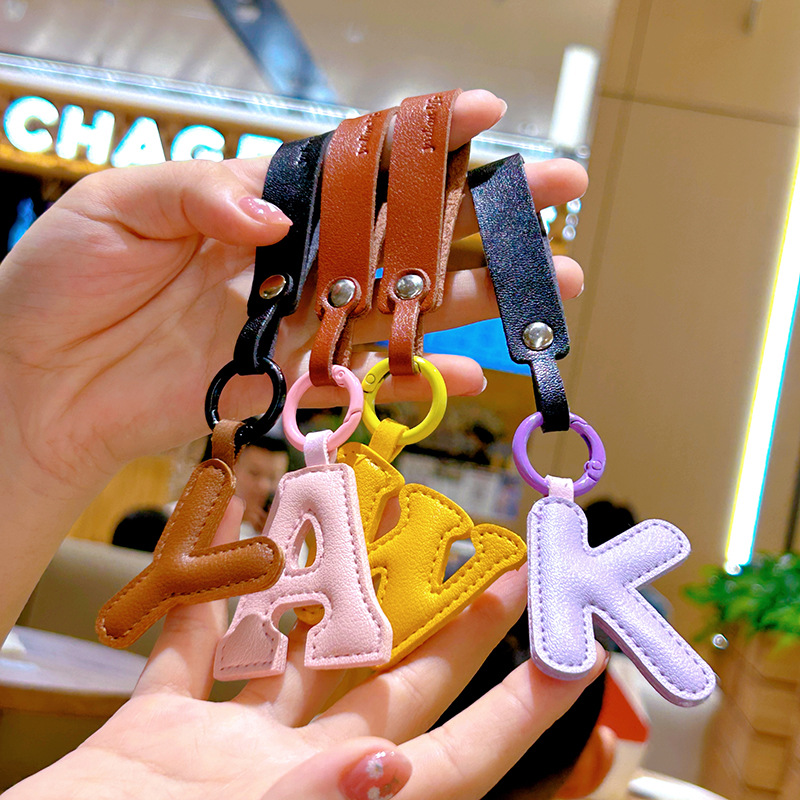 Monogram Keychain Leather - الإبداعية بولي Leather الجلود 26 رسالة