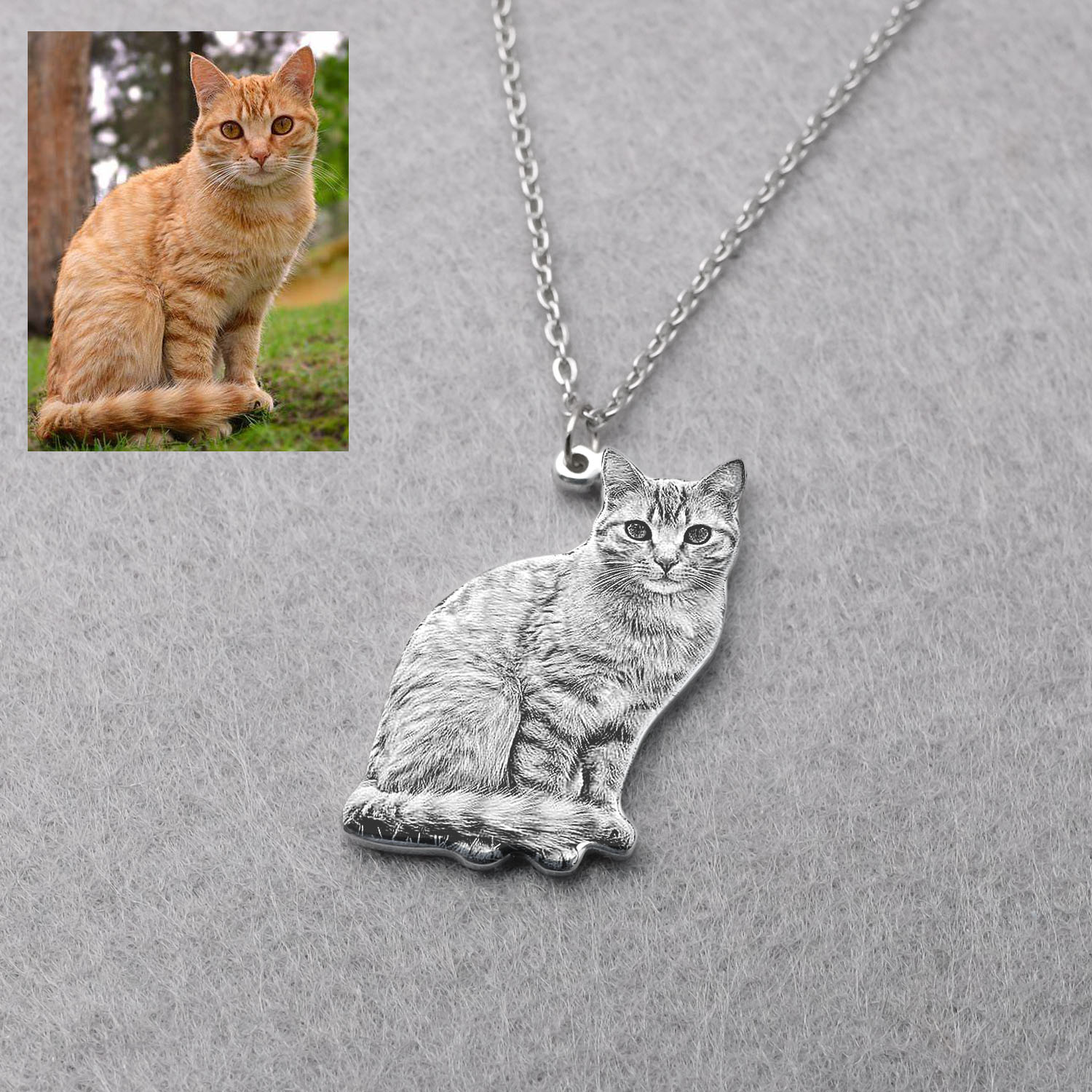 Pet Portrait Custom - قلادة مخصصة بصورة الحيوانات الأليفة، قلادة
