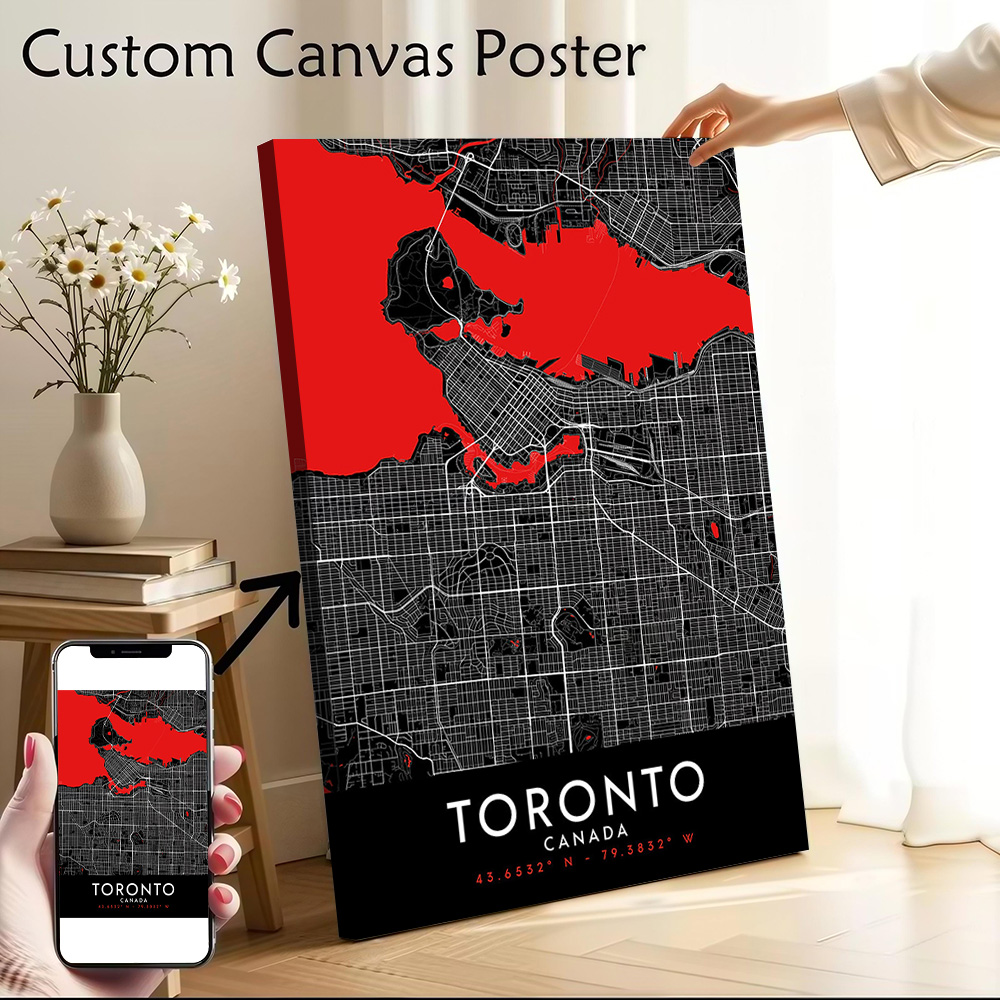 Custom Map Poster - لوحة فنية جدارية قماشية لخريطة تورونتو