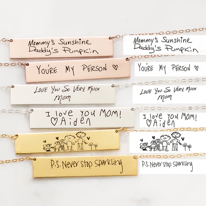 Handwriting Necklace Bar - قلادة شخصية مع اسم الكتابة اليدوية