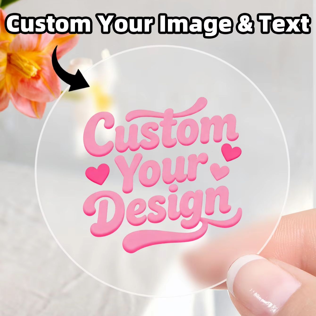 Personalised Candle Label - 1-90 قطعة ملصقات دائرية شفافة مخصصة
