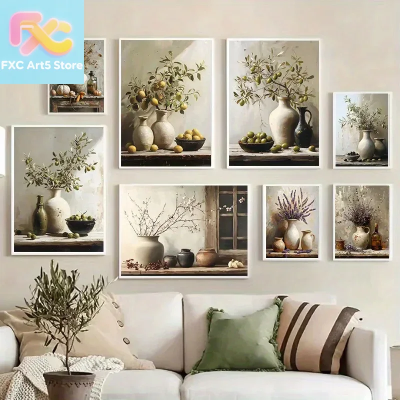 Family Tree Print - لوحة قماشية مطبوعة بتصميم عتيق لنباتات