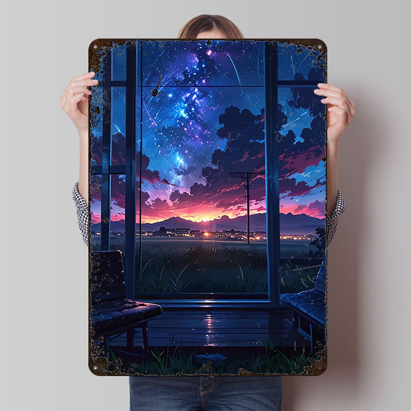 ملصق طباعة بتصميم نافذة أنيمي  - مراجعة Custom Night Sky وسعره