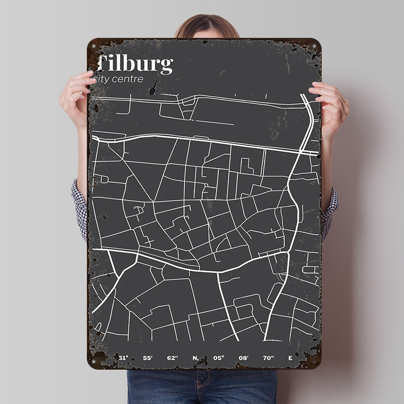 خريطة مركز مدينة تيلبورغ مطبوع - مراجعة Custom Map Poster وسعره