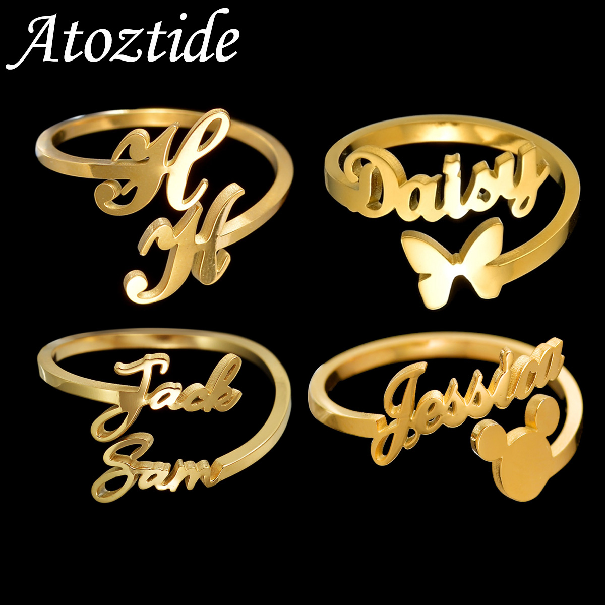 أتوستيد-خواتم أسماء مخصصة للنس - مراجعة Initial Ring Custom وسعره
