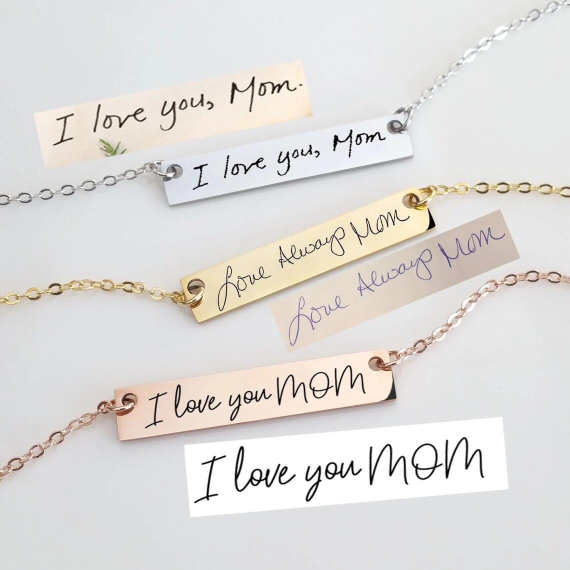 Actual Handwriting Bar Necklac - مراجعة Handwriting Necklace Bar وسعره