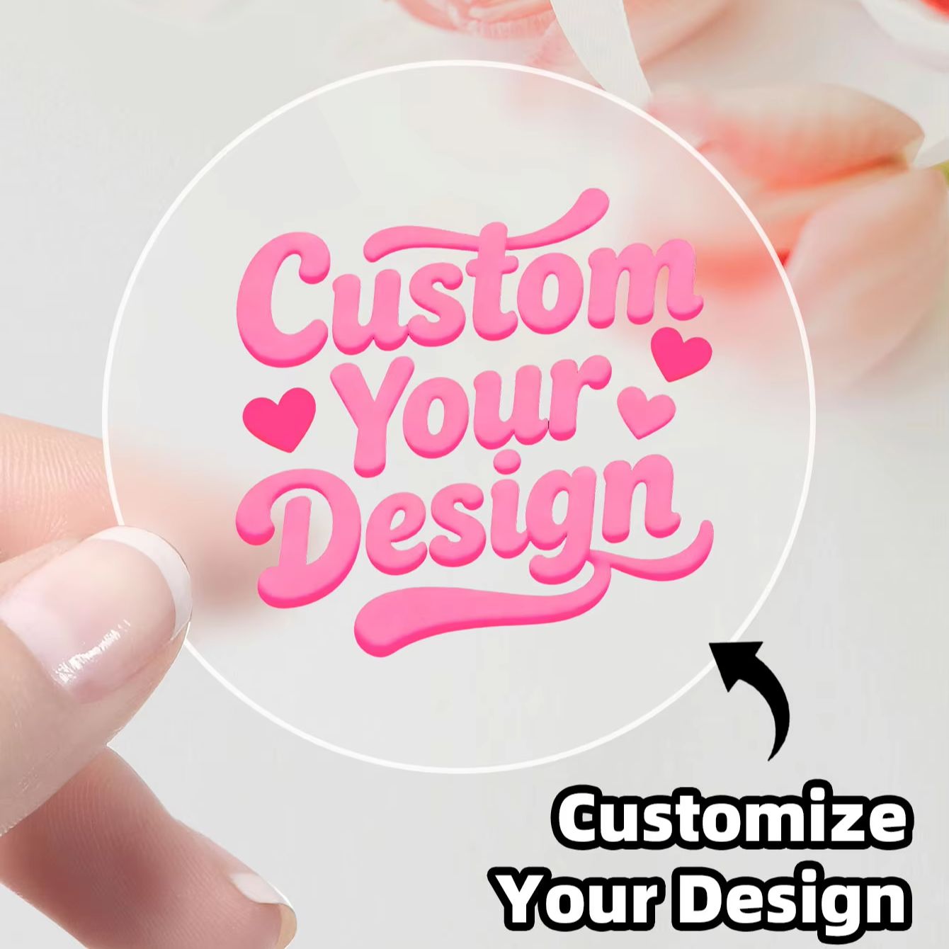 1-90 قطعة ملصقات دائرية شفافة  - مراجعة Personalised Candle Label وسعره