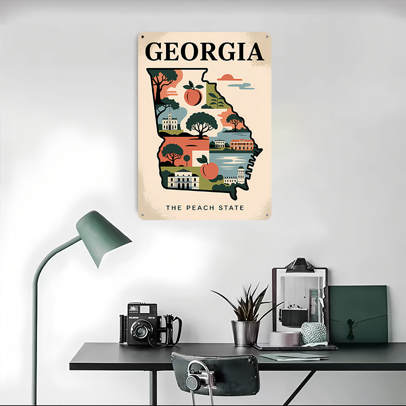 جورجيا: خريطة مصورة لولاية الخ - مراجعة Custom Map Poster وسعره